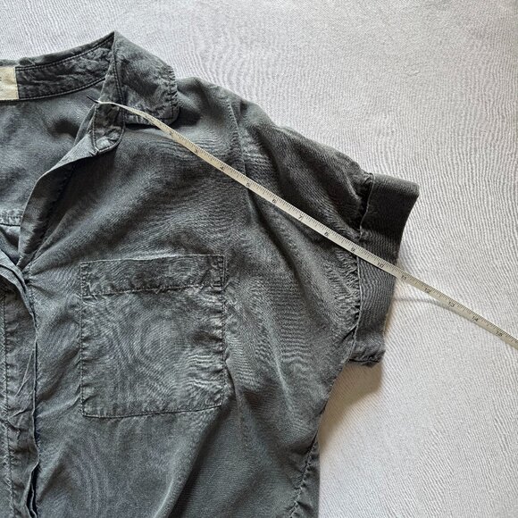 Cloth & Stone Dark Grey Collared Tie Womens Top Medium - Picture 4 of 5